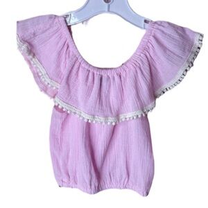 Wild Hearts light Pink Gauze Ruffle top. Size 4. Great Condition